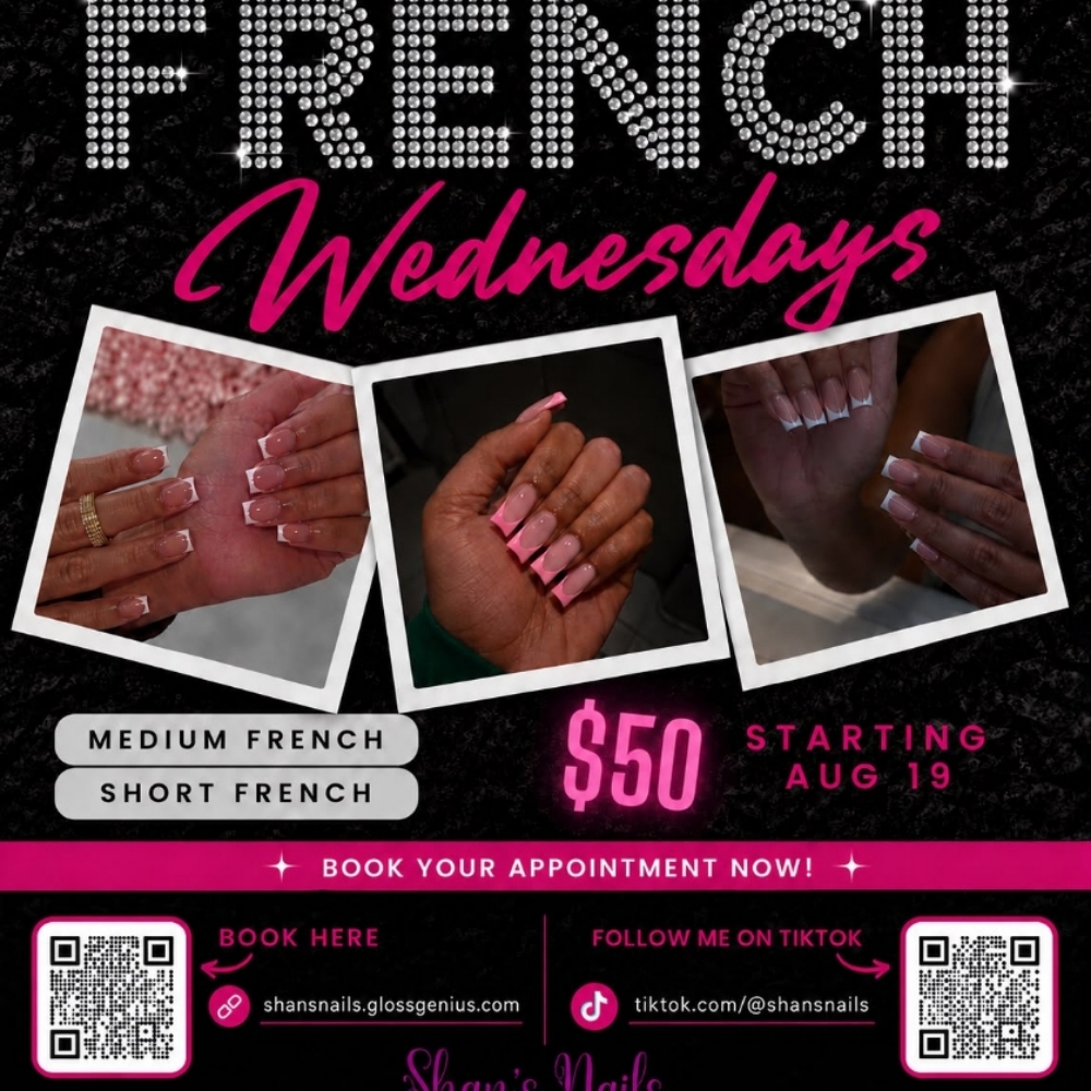 Wednesday's Only French Fullset.. at Shans Nails in Lauderhill, FL