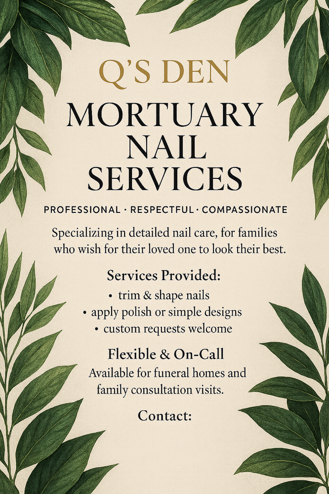 Mortuary Acrylic Services at Qs Nail Den in Fredericksburg Va, VA