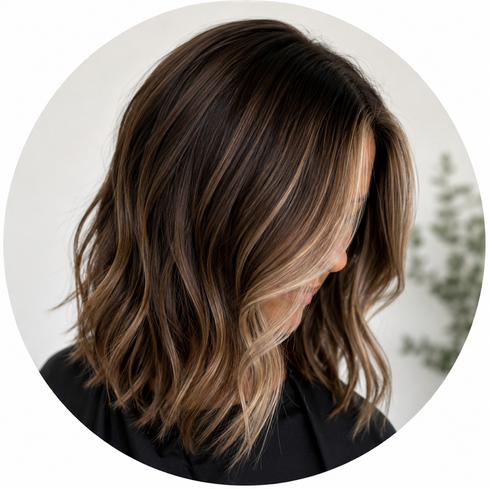 Face Framing Highlight With Glaze at The Cutting Room in Tracy, CA