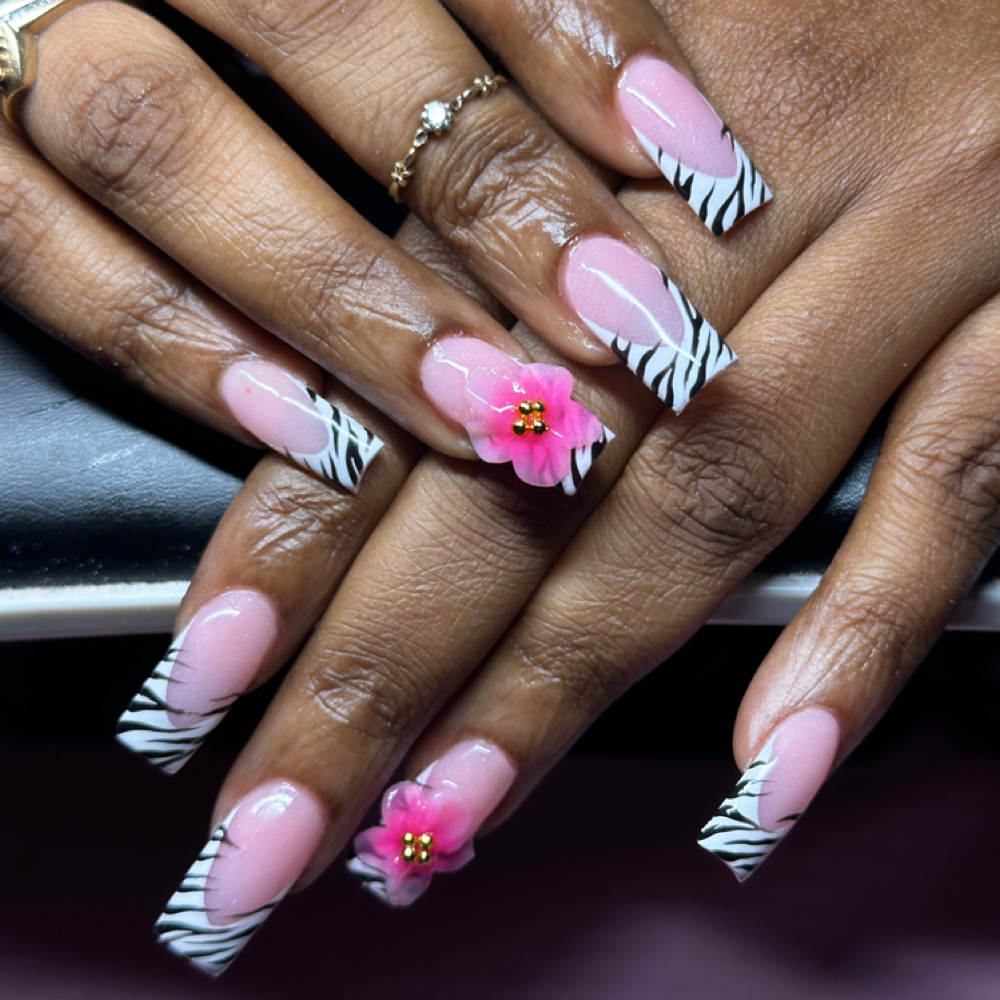 Medium French/V-Cut/Ombre set at Plush Kay Beauty Services in Tulsa, OK