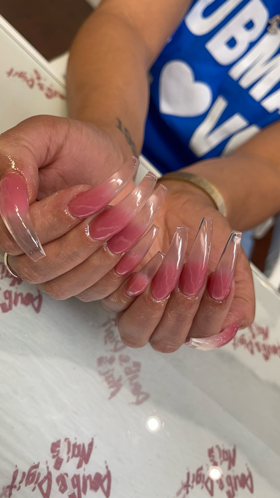 Pink and Clear Ombré at Double Digit Nails in Gretna, LA