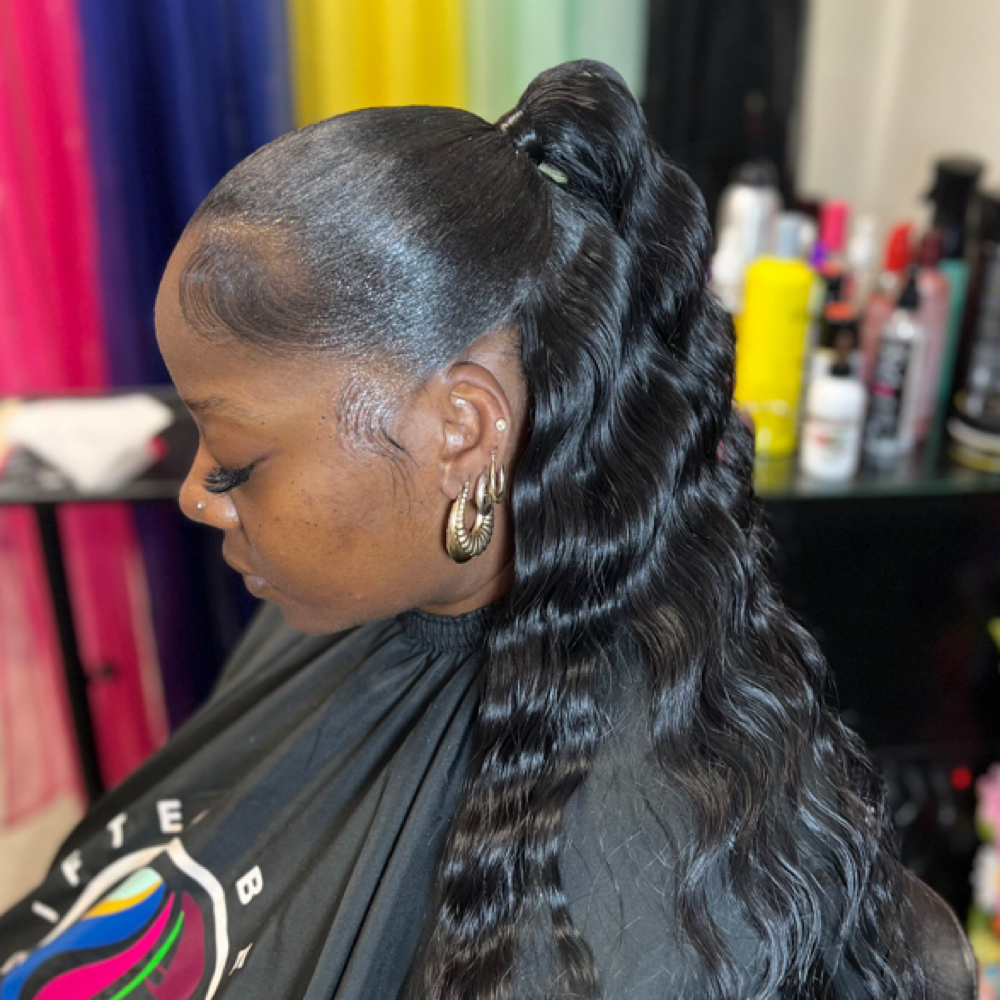 Low half Up/ half down at Giftedbeauty360 in Jacksonville, FL