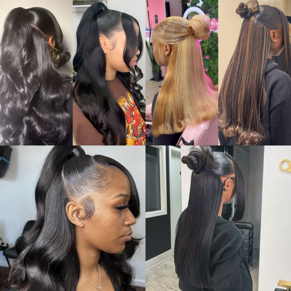 Half Up Half Down QuickWeave at Impeccable Beauty in Clarksville, TN