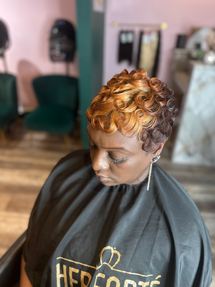 Big Chop + Relaxer + Color + Style