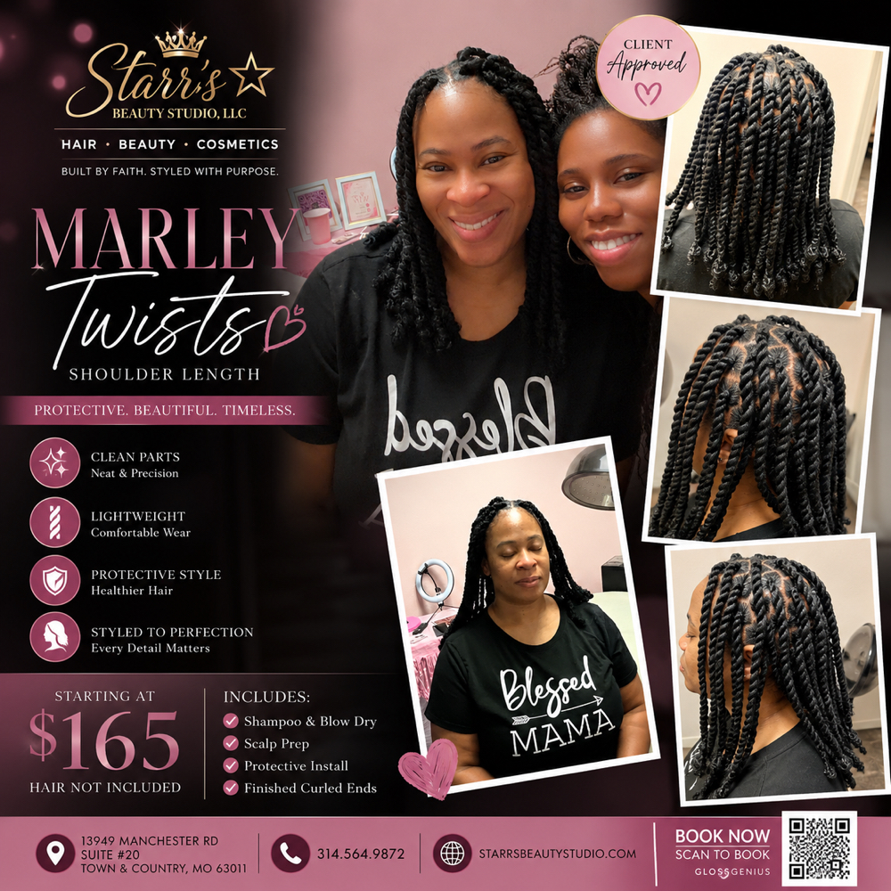 Marley Twists (Shoulder Length) at Starr's Beauty Studio in Town & Country, MO