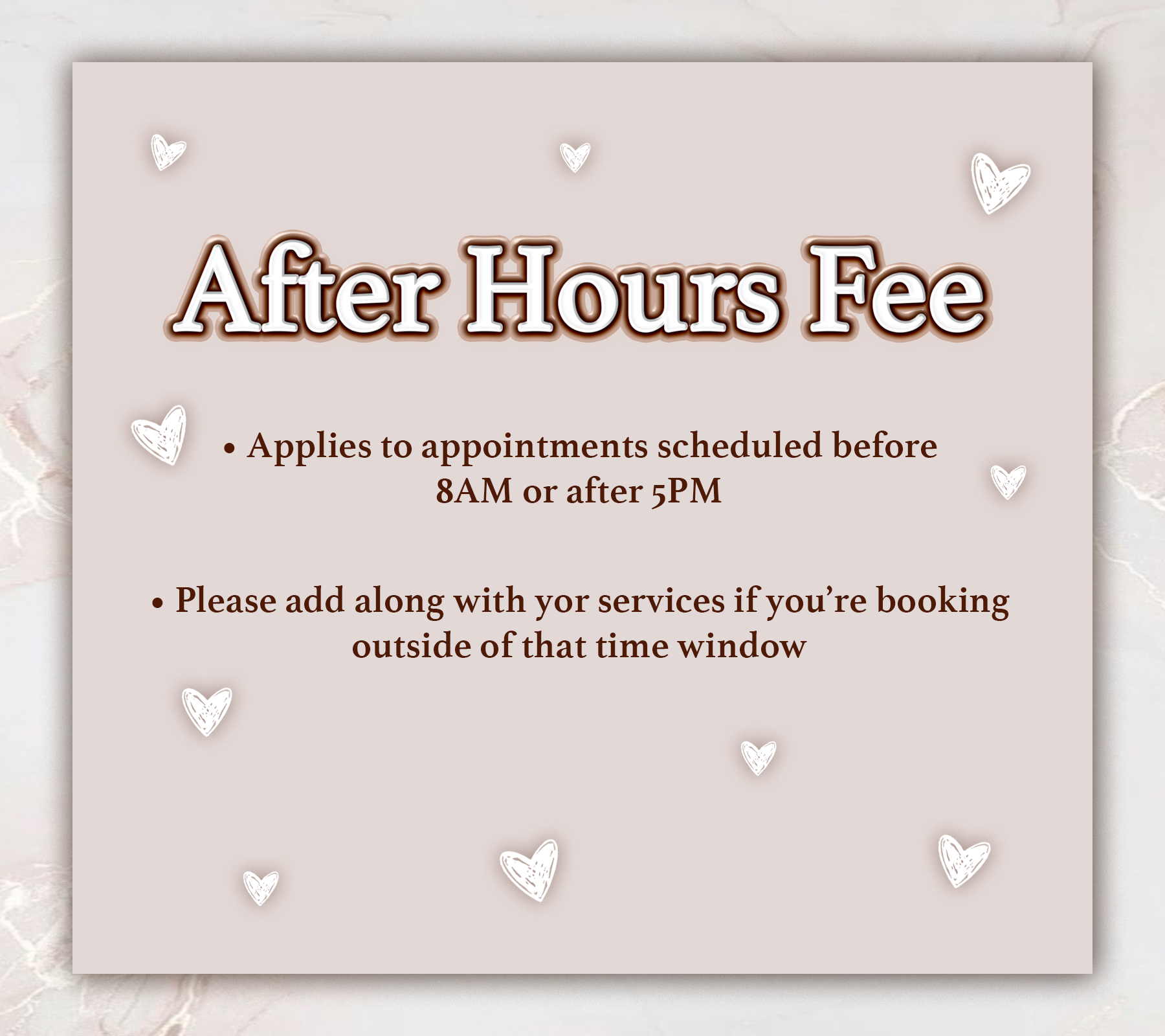 After Hours Fee (Add On)