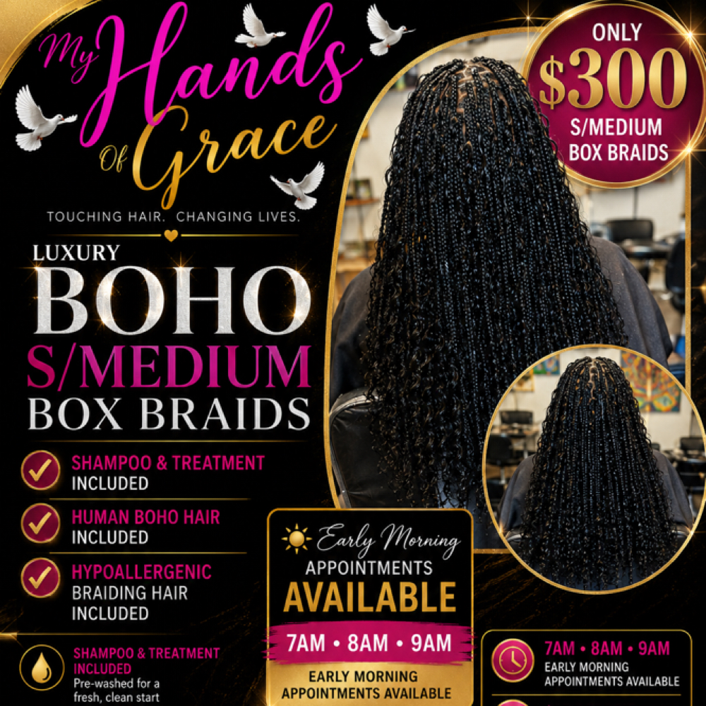 Smedium Boho Box Braids Special at My HandsofGrace in Clinton Township, MI