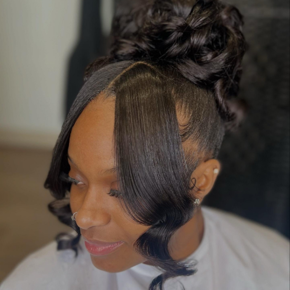 Messy Bun W/ Bangs at Jayla’s Hair Care in Troy, MI