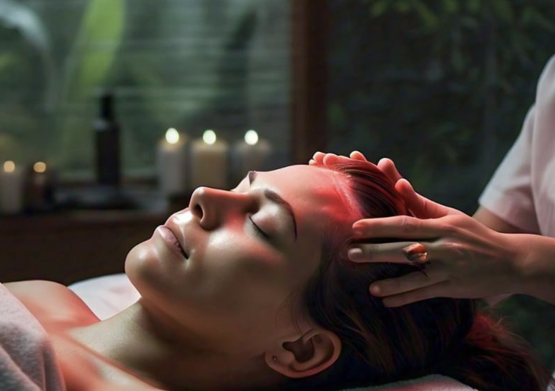 Scalp Massage With Red Light Therapy