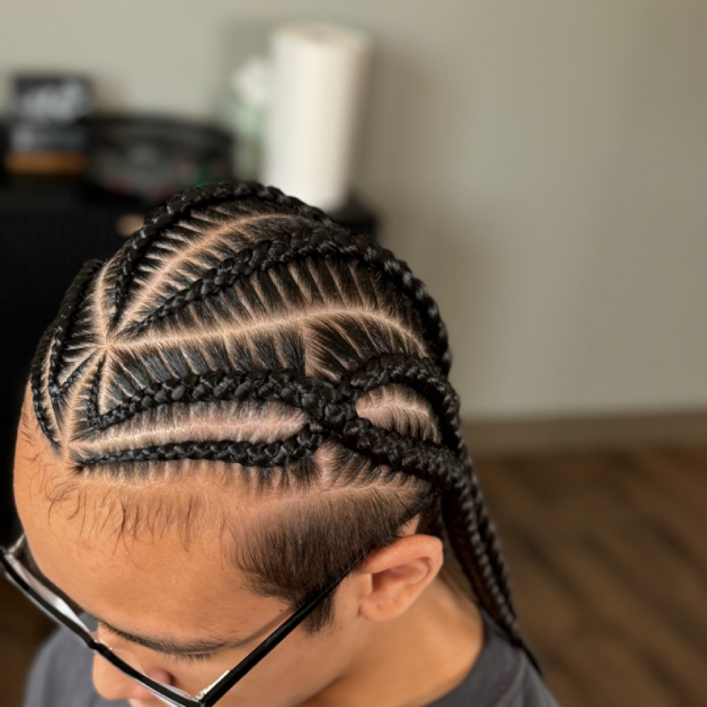 Men 6  Braids With Design at Hair Cartel in South Bend, IN