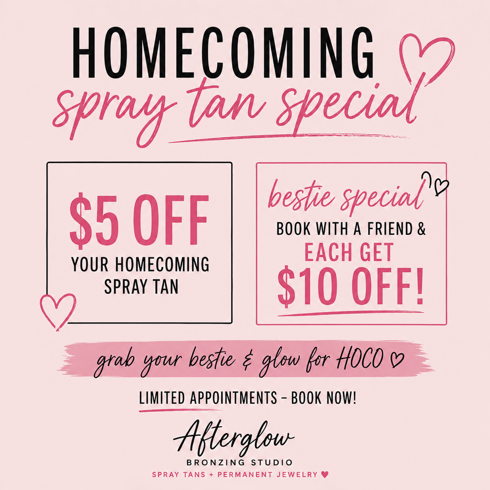 HOMECOMING SPRAY TAN at Afterglow Bronzing Studio in Clinton, IA