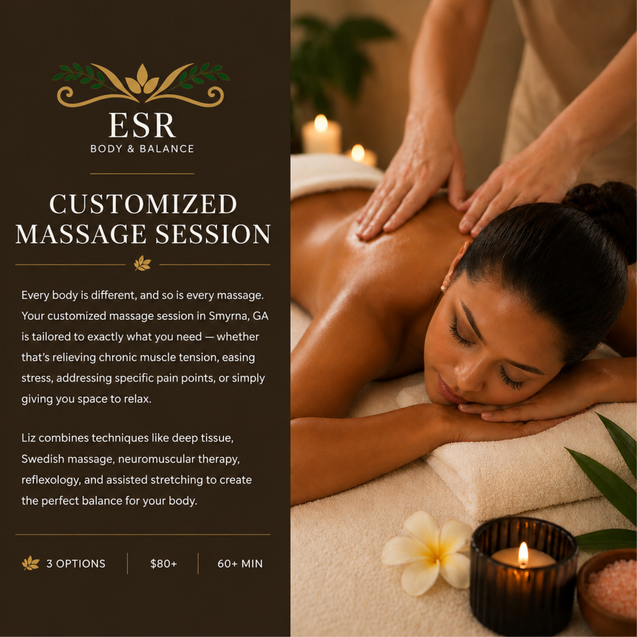 Customized Massage Session at ESR Body & Balance in Smyrna, GA
