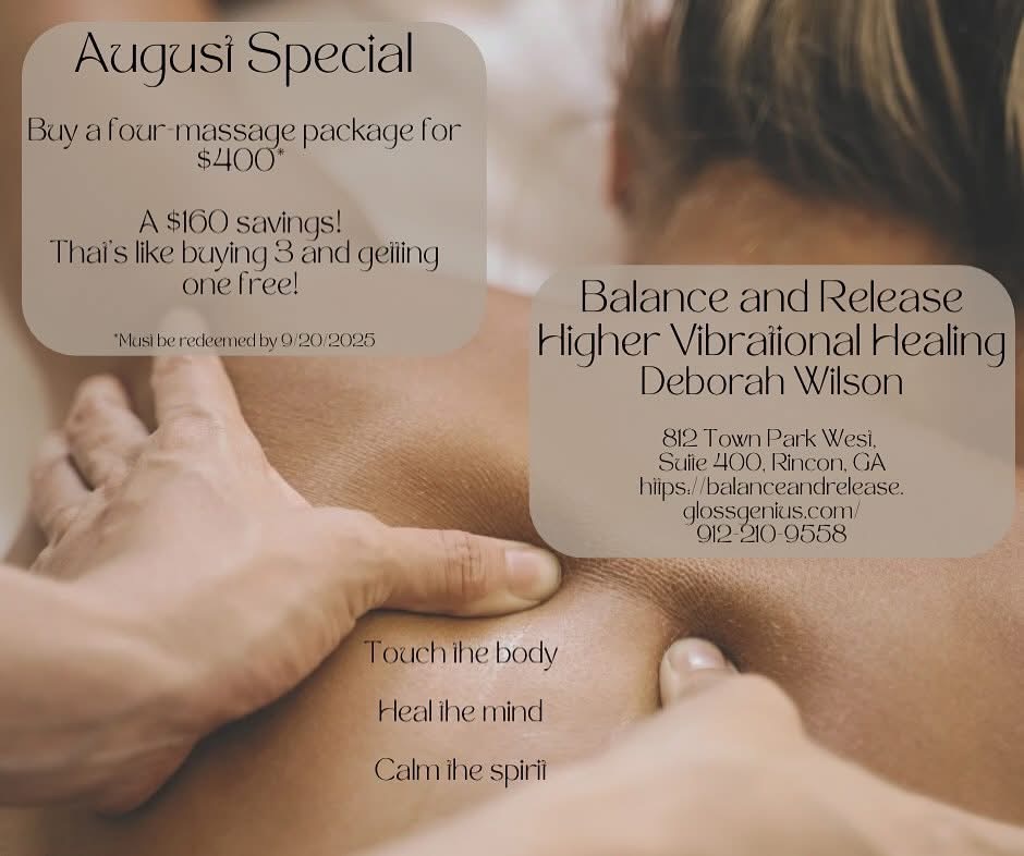 Massage package 4 One Hour Massages