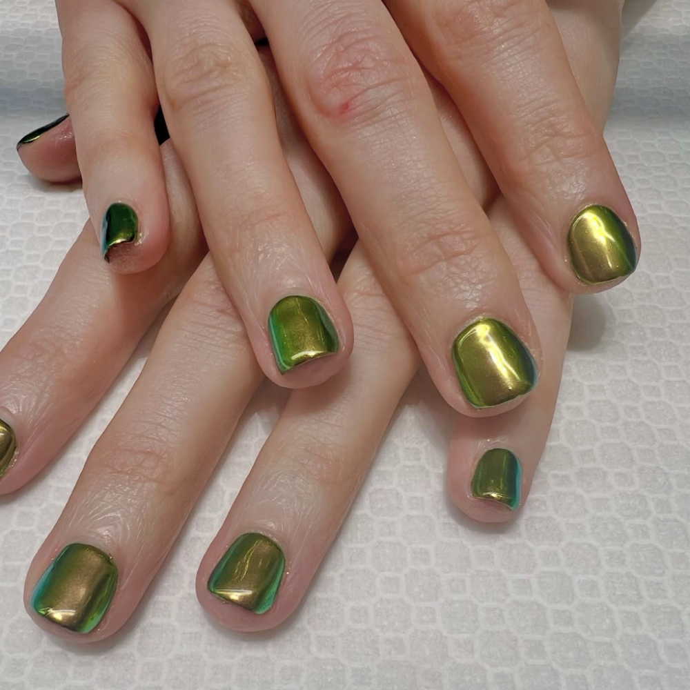 Chrome Gel Manicure at Sugah Coat Nail Studio in Bellingham, MA