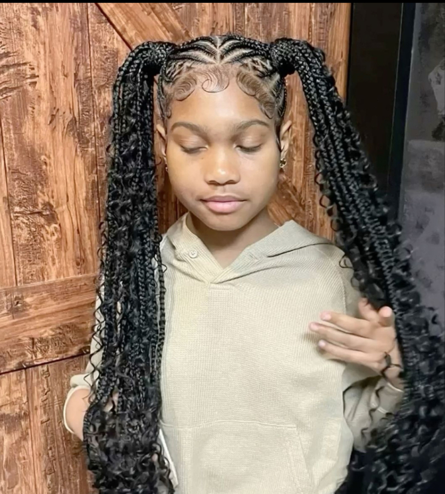 kids braid pony tail