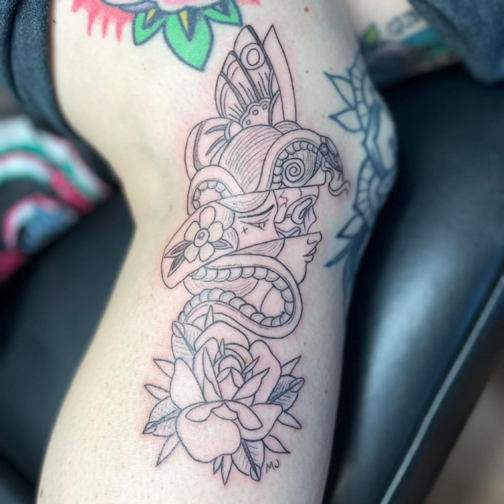 Large Custom Tattoo at Rebellious Makeup by Morgan in Elwood, IN
