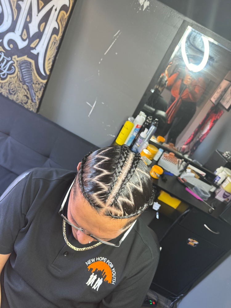 4 BRAIDS W DESIGN FULL HEAD