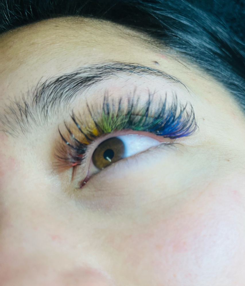 Colored Lashes add on to a lash set