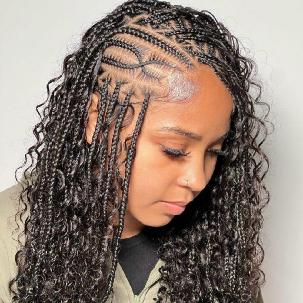 Fulani + Curly Ends (Boho / Goddess at HouseoflocsandBraidsTX in Mansfield, TX