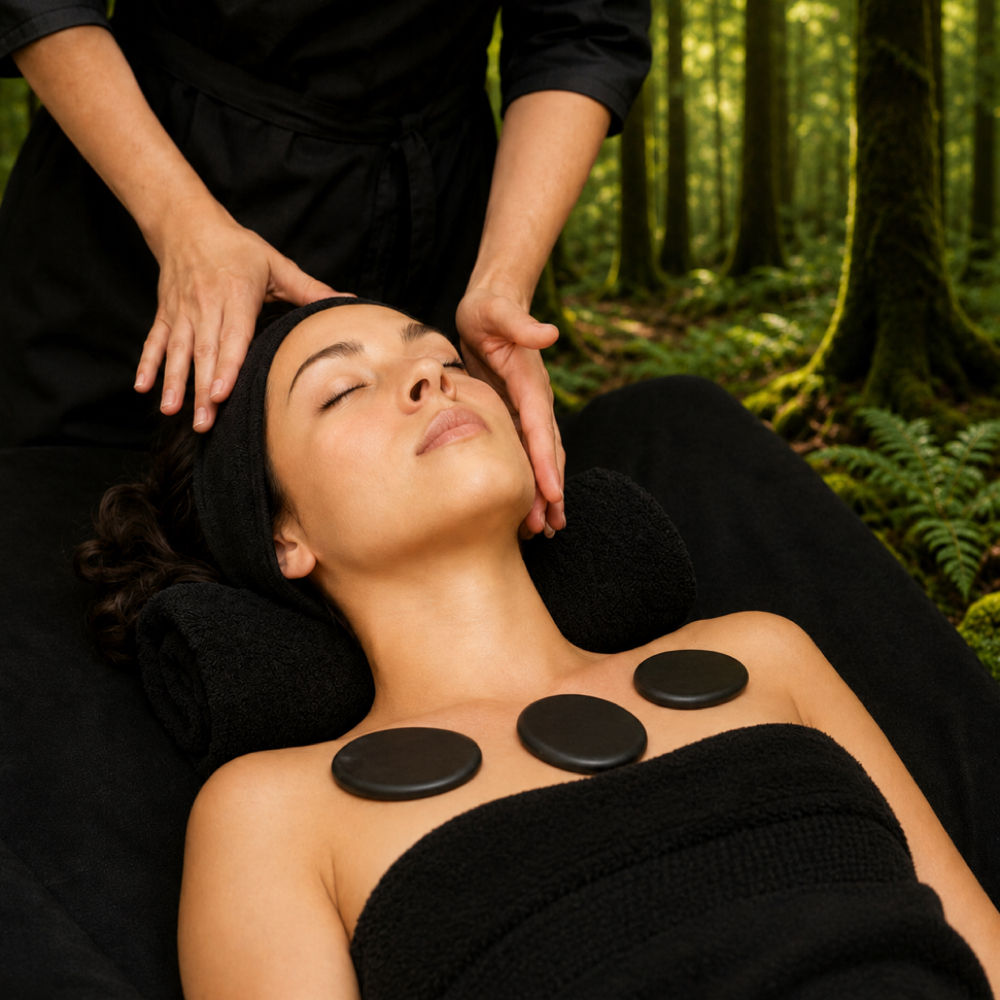 Hot Stone Essential Oil Massage at Evergreen Skin Sanctuary in San Diego, CA