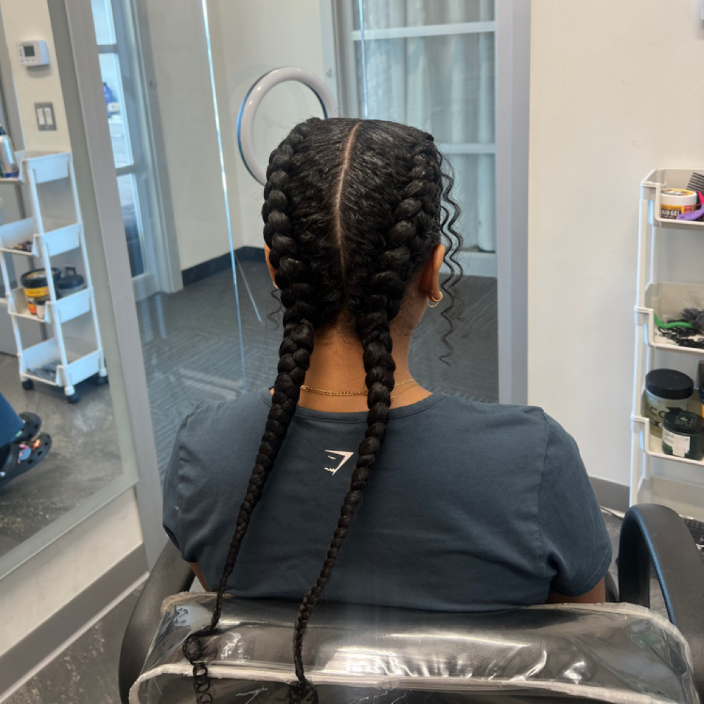 Two Cornrows at G'Nels  Braids Studio in LYNNWOOD, WA