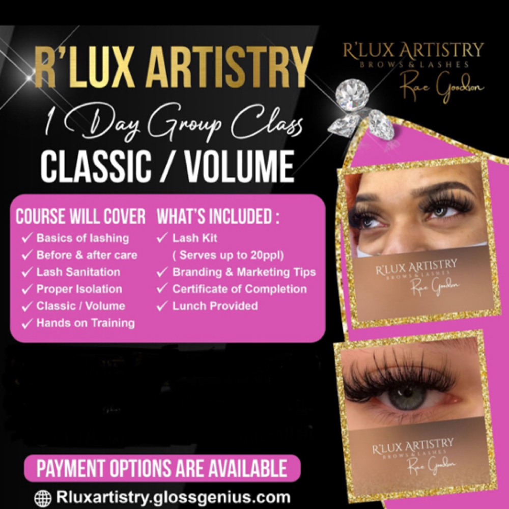 1-day Group Lash Training at R’Lux  Artistry Brows & Lashes in Southfield, MI