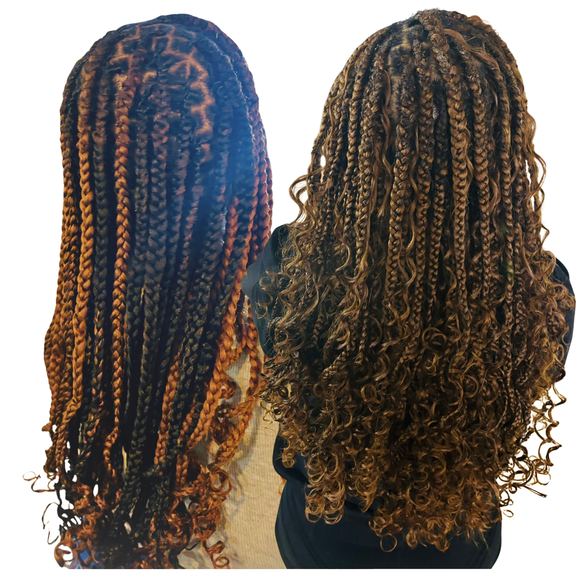 Single Braids over Locs at Crown Care 209 in Stockton, CA