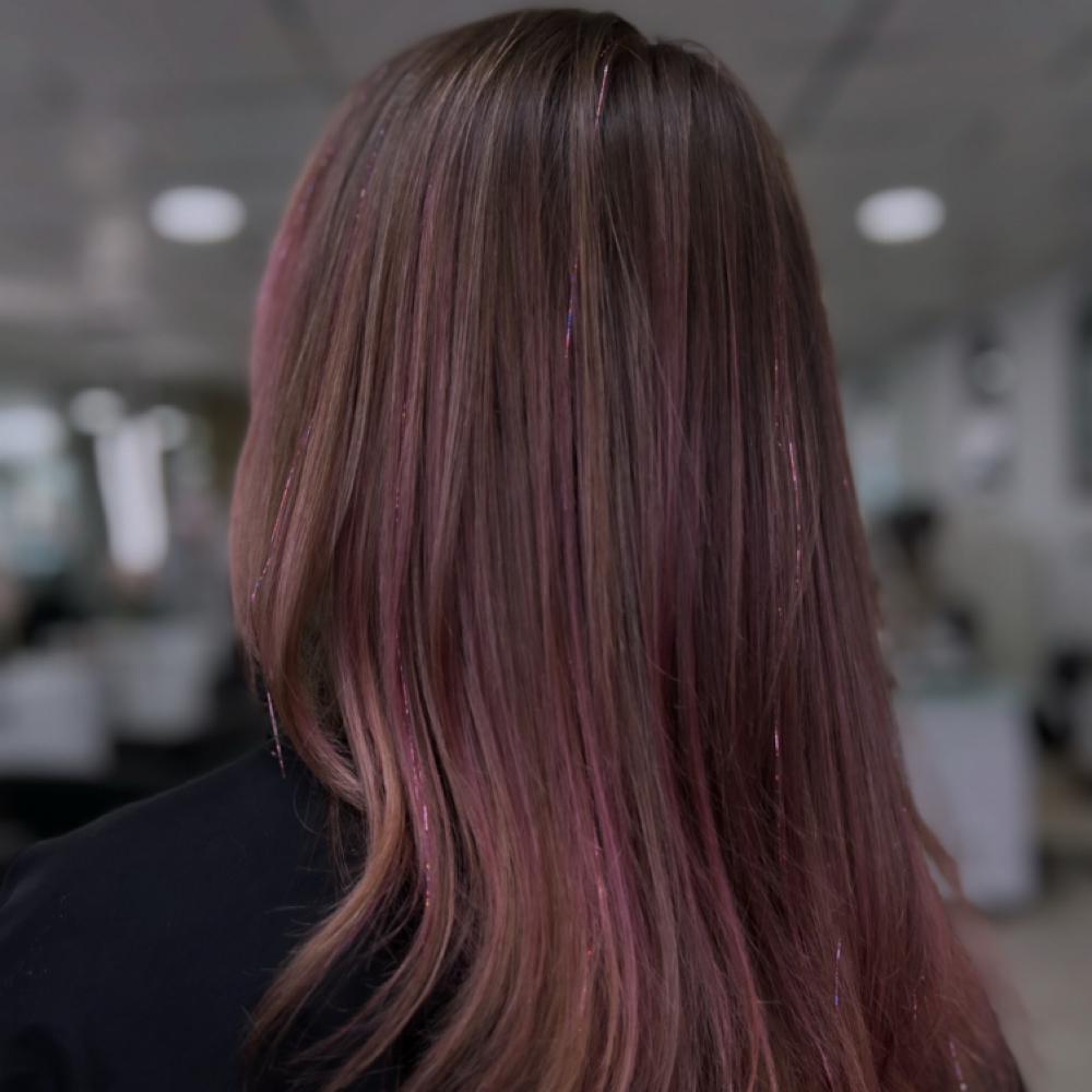 Tinsel & Glitter Glam at Done By KD Hair Studio in Huntington, NY