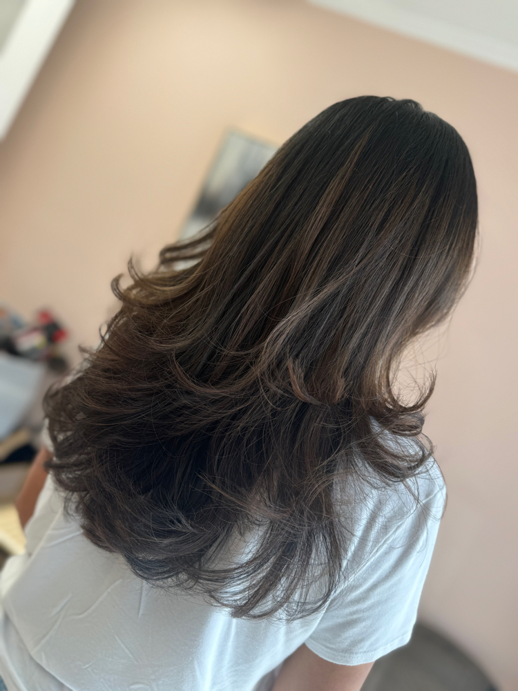 Haircut With Blowout Style