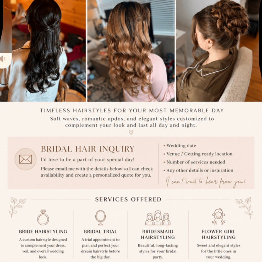 Bridal Hair Inquiry at Alnoor beautyhouse in Brookfield, WI