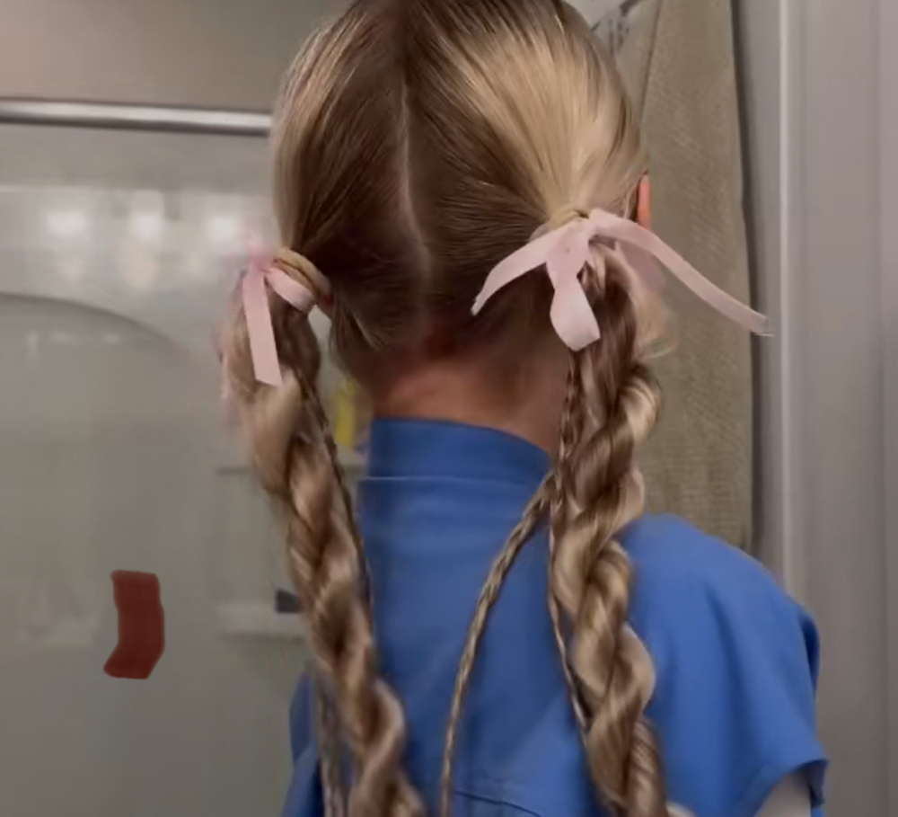PIGTAIL IN TWISTS (BOWS INCLUDED)