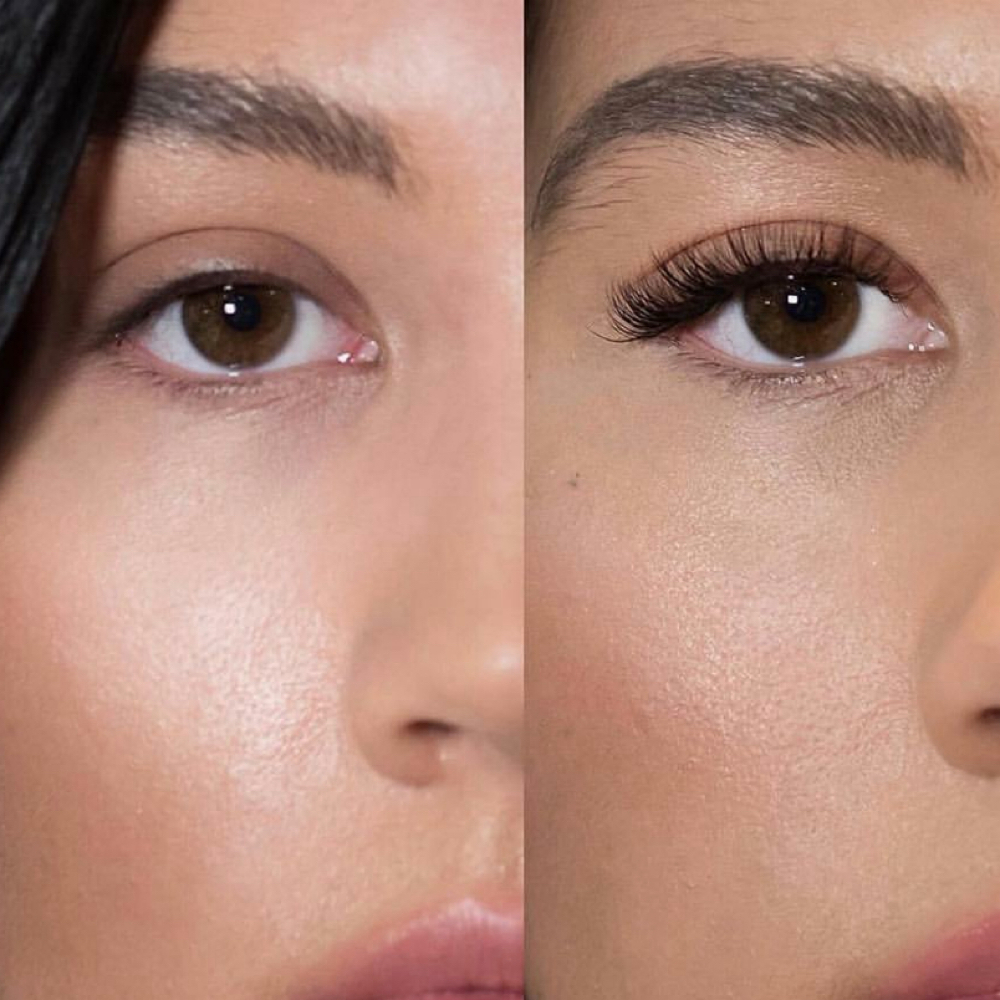 Regular clusters eyelash extensions at iBrow Threading Salon in Rome, GA