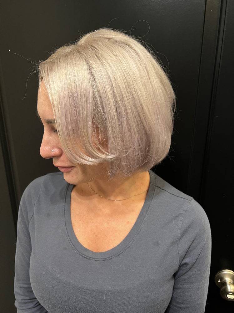 Bleach Root Touch Up & Haircut