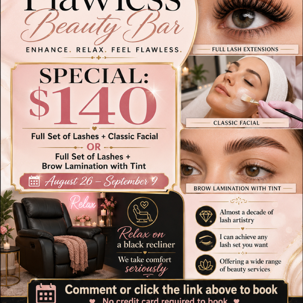 Lash Special $140/brow Lamenation at Flawless Lash And Brows in Lansing, MI