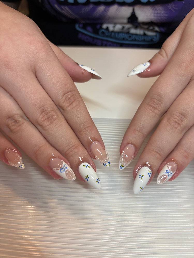 medium gel x almond full set