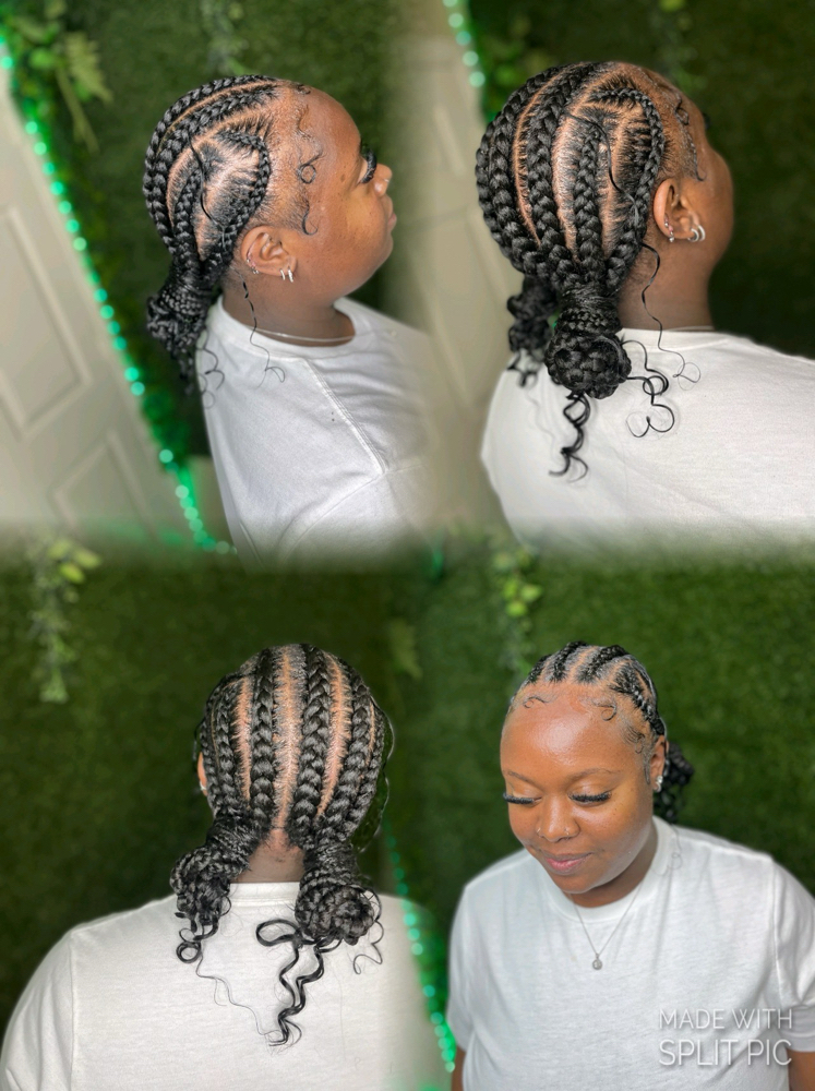 Stitch Braid Wth Curly Buns