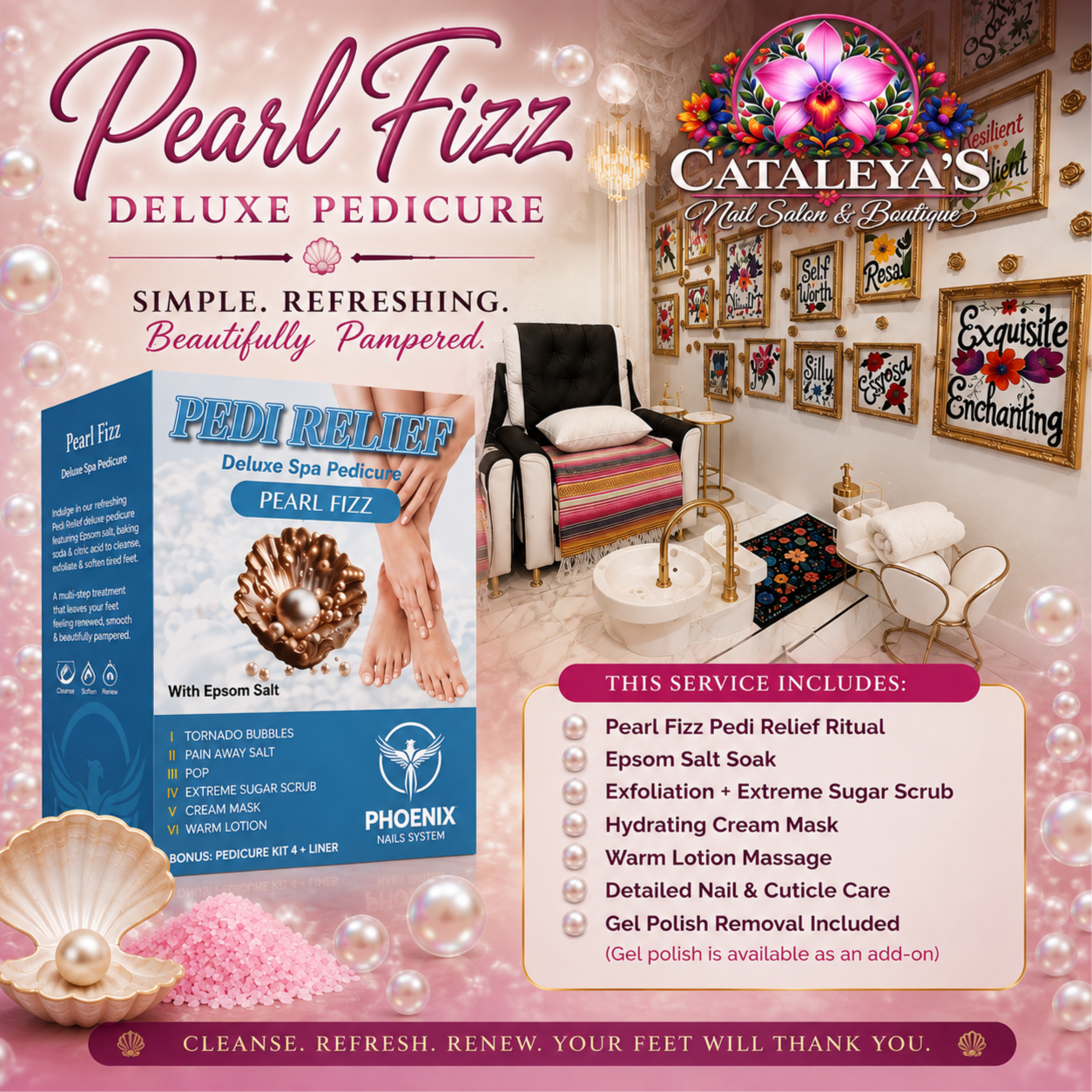 Pearl Fizz 🫧 Deluxe Pedicure at Cataleya's Nail Salon and Boutique in Phoenix, AZ