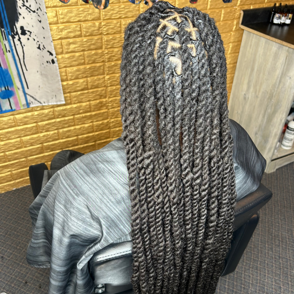 2 strand twist extension on locs at Locs O’ Luv by Nola in Bloomington, IL