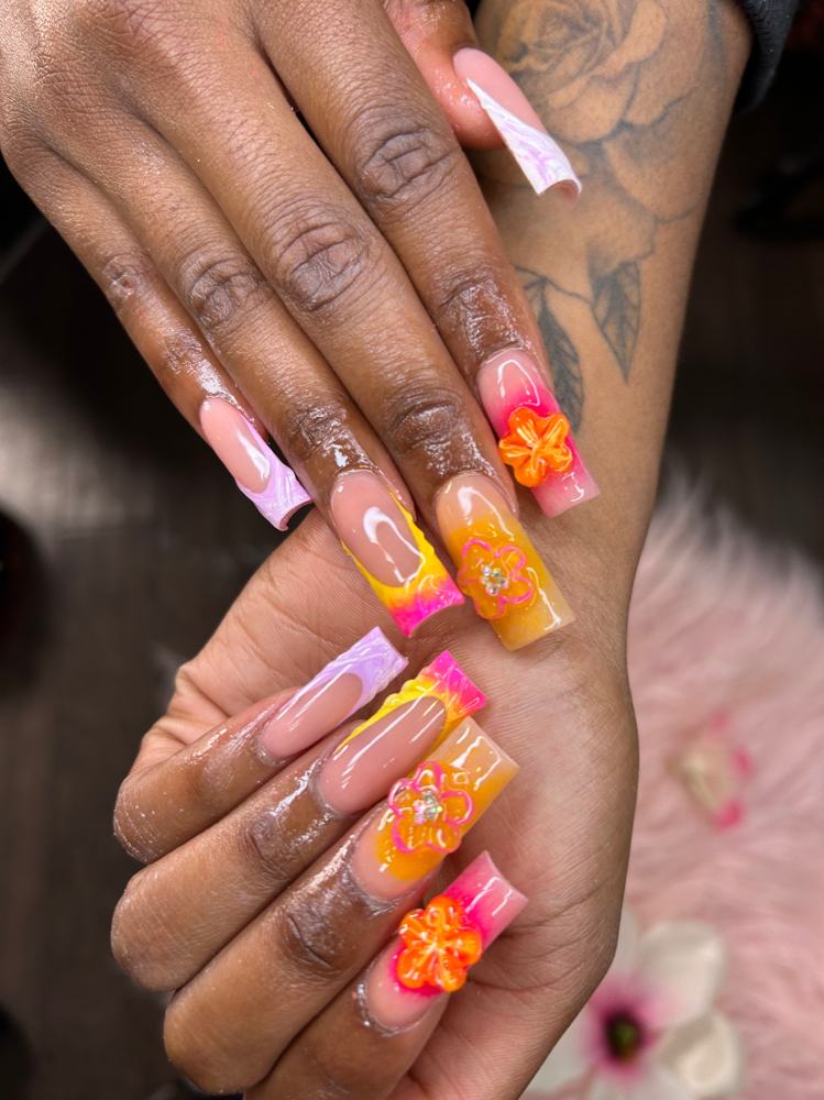 Acrylic Nails LONG With Designs