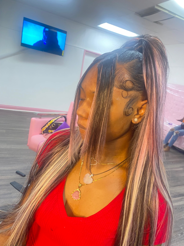 Half Up/down Glue-in +styling at Touched bylaneise in Long Beach, CA