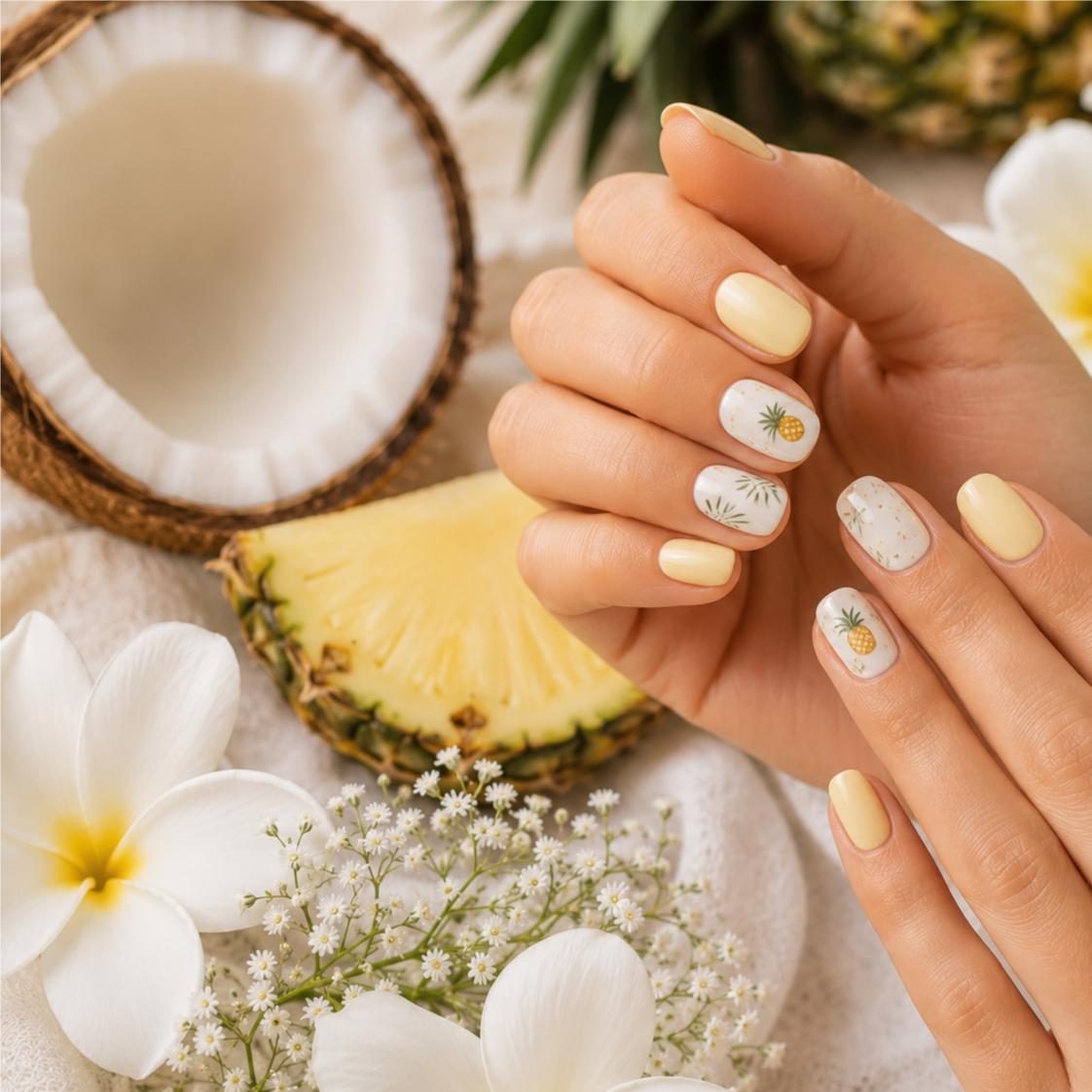 Coconut Pineapple Manicure at Martin Nails Corner in San Francisco, CA