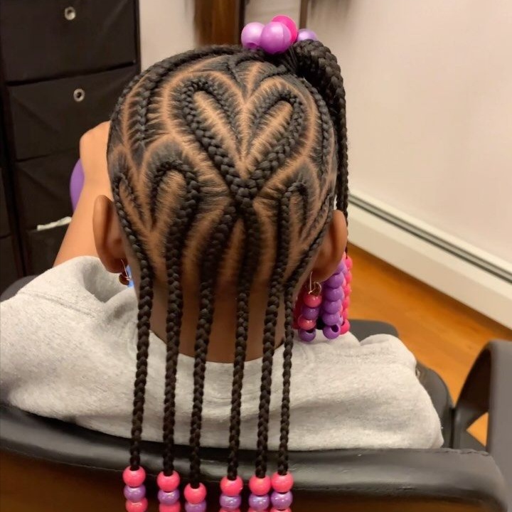 Braided Pony w/ 3 Hearted Cornrows at RosieLocs in Summerville, SC