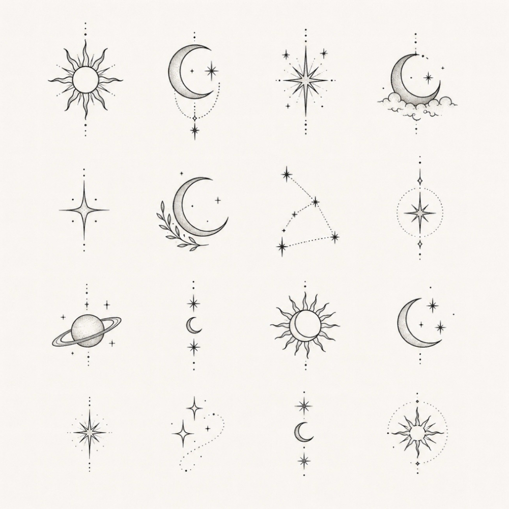 Celestial Flash Tattoos at The Skin Studio in Springfield, IL