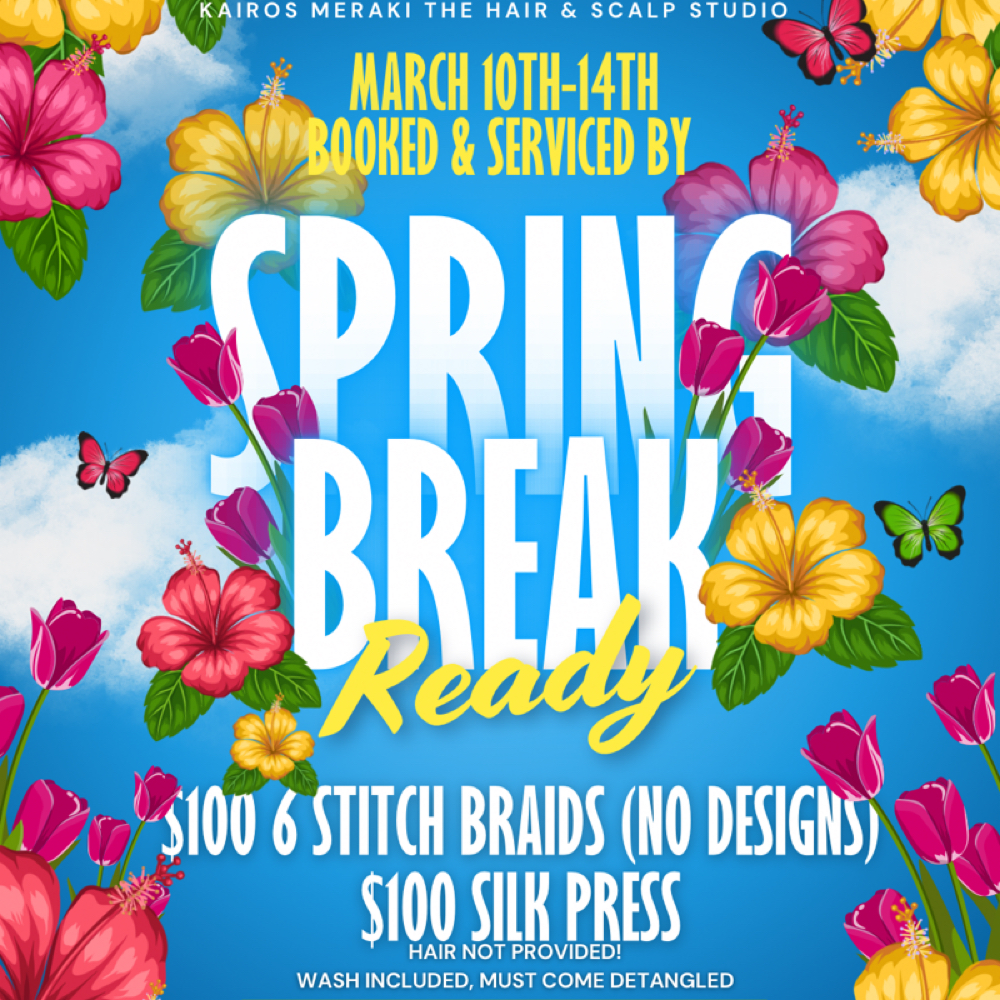 Spring Break Ready at Kairos Meraki  “The Hair & Scalp Studio” in Stafford, TX