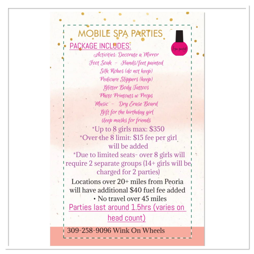 Bus Spa Party-8 Girls Max/Ages 4-11