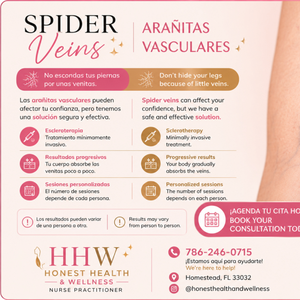Sclerotherapy at Honest Health and Wellness in Homestead, FL