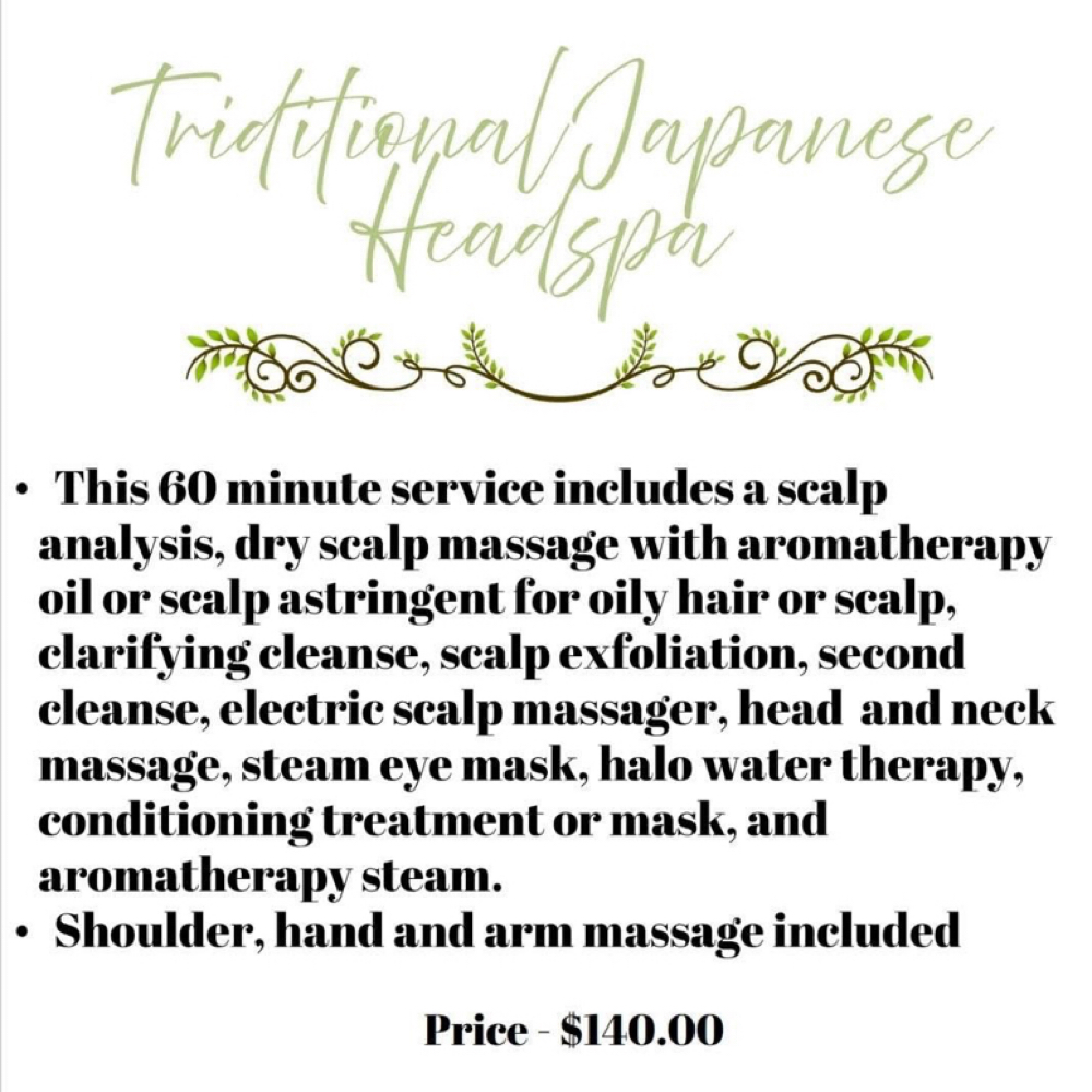 Traditional Japanese Headspa at Japanese HeadSpa by Savannah at Allure Salon in Lumberton, NC