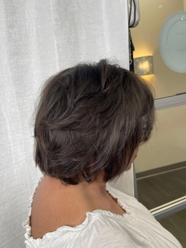 Short Woman’s Haircut With Blow Out
