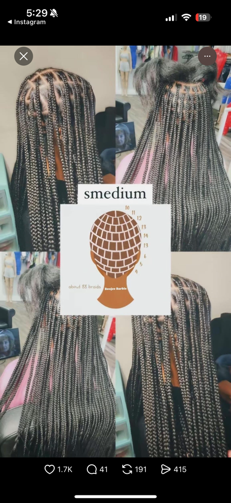 Small Medium Knotless Braids