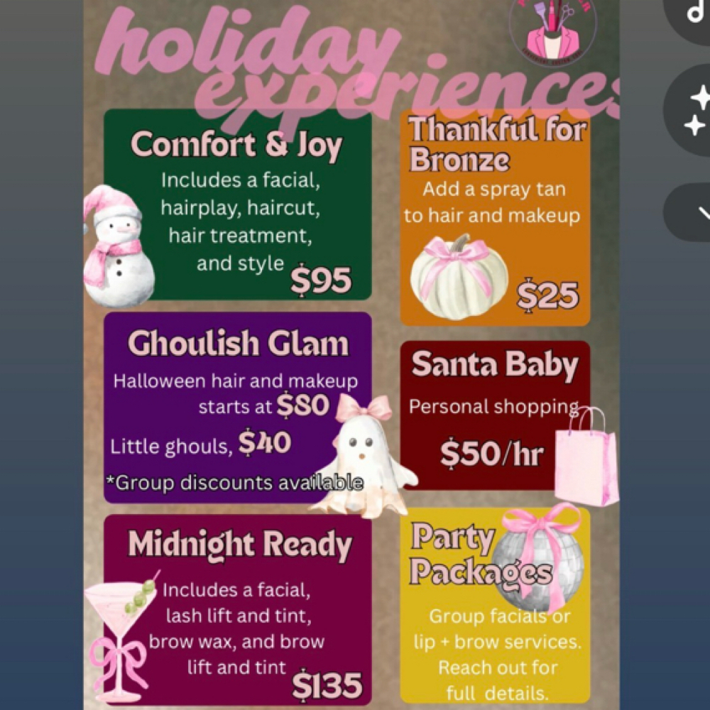HOLIDAY EXPERIENCES at Pink Blazer Beauty in Sherwood, AR